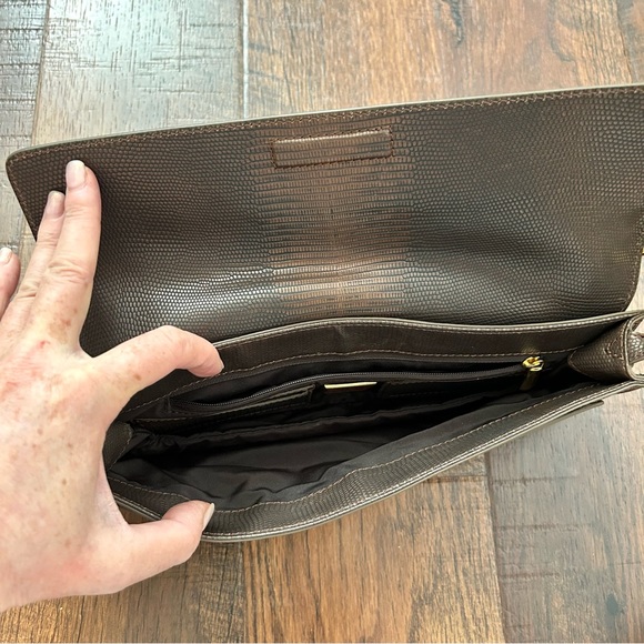 COLE HAAN bronze metallic leather baguette bag / clutch, NWOT - Picture 12 of 16